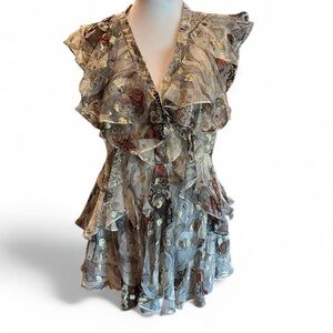 NWT Alexander McQueen Black with Gold Metallic Blouse